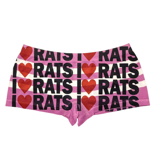 I <3 RATS DARK PINK STRIPED BOYSHORT UNDIES - M