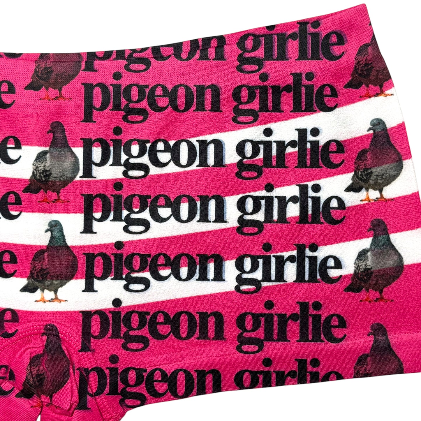 PIGEON GIRLIE DARK PINK STRIPED BOYSHORT UNDIES - M