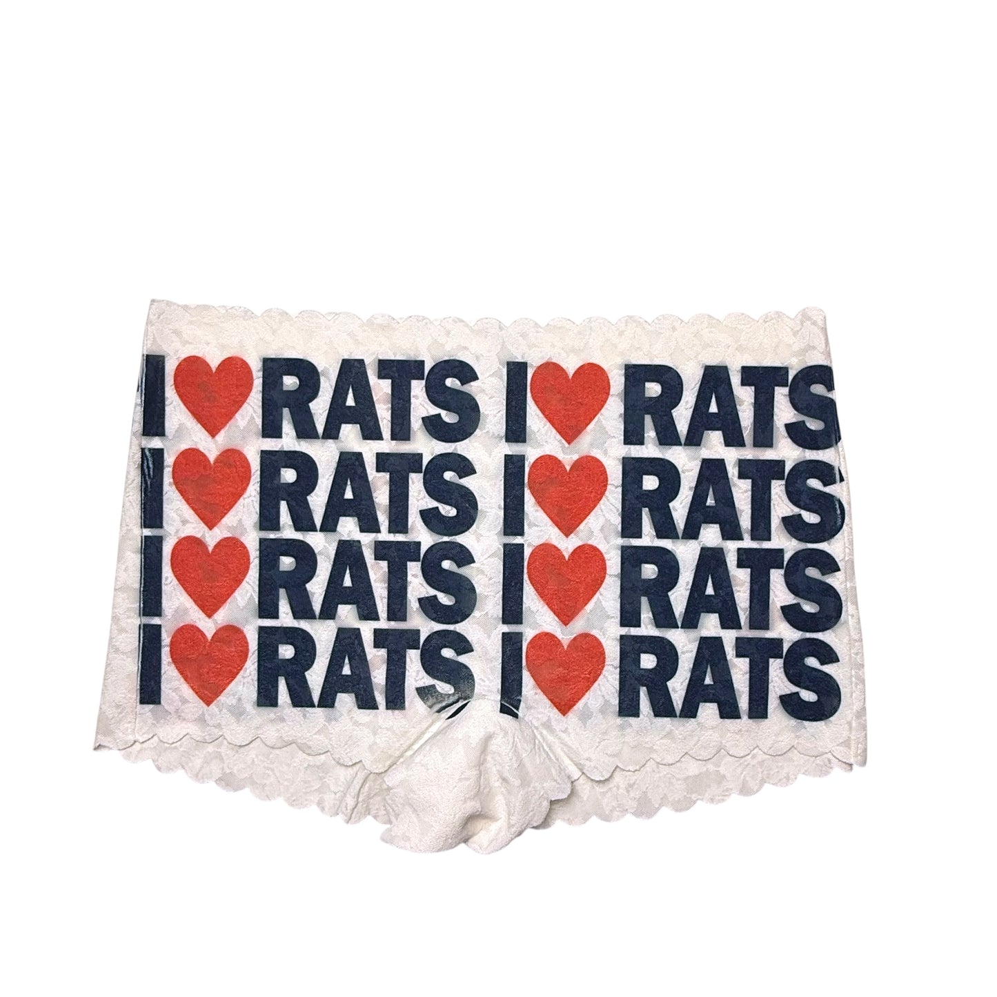 I <3 RATS WHITE LACE BOYSHORT UNDIES - M