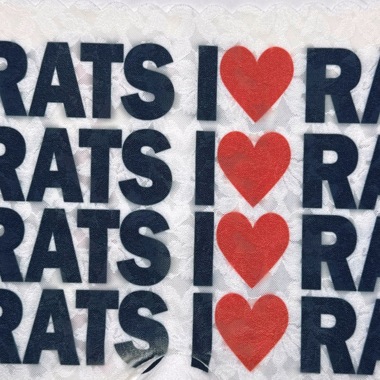 I <3 RATS WHITE LACE BOYSHORT UNDIES - M