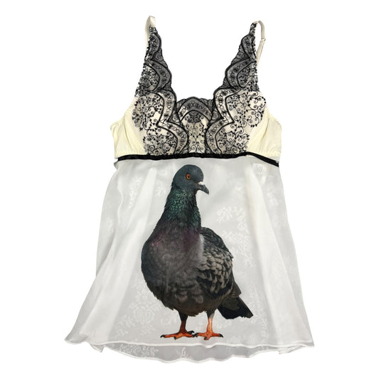BIG PIGEON BLACK LACE MESH WHITE BABYDOLL - M