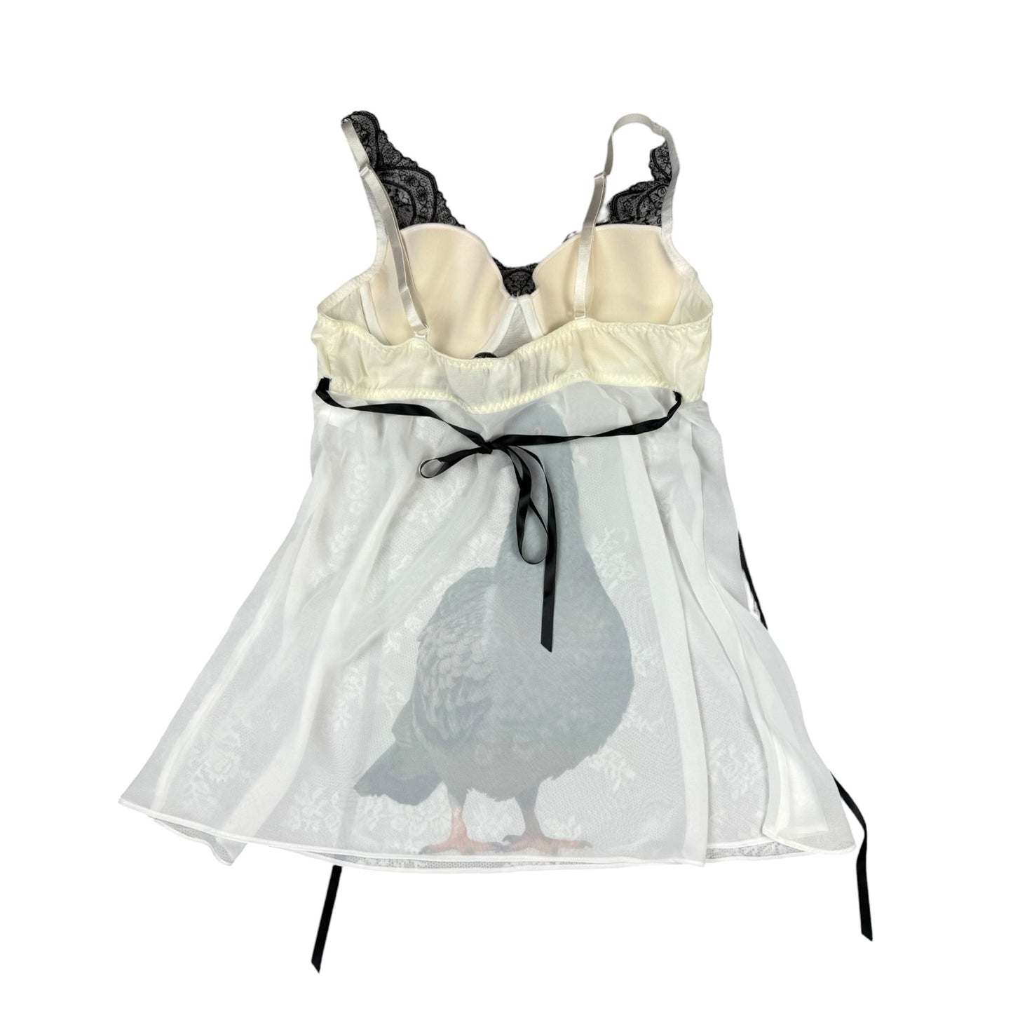 BIG PIGEON BLACK LACE MESH WHITE BABYDOLL - M