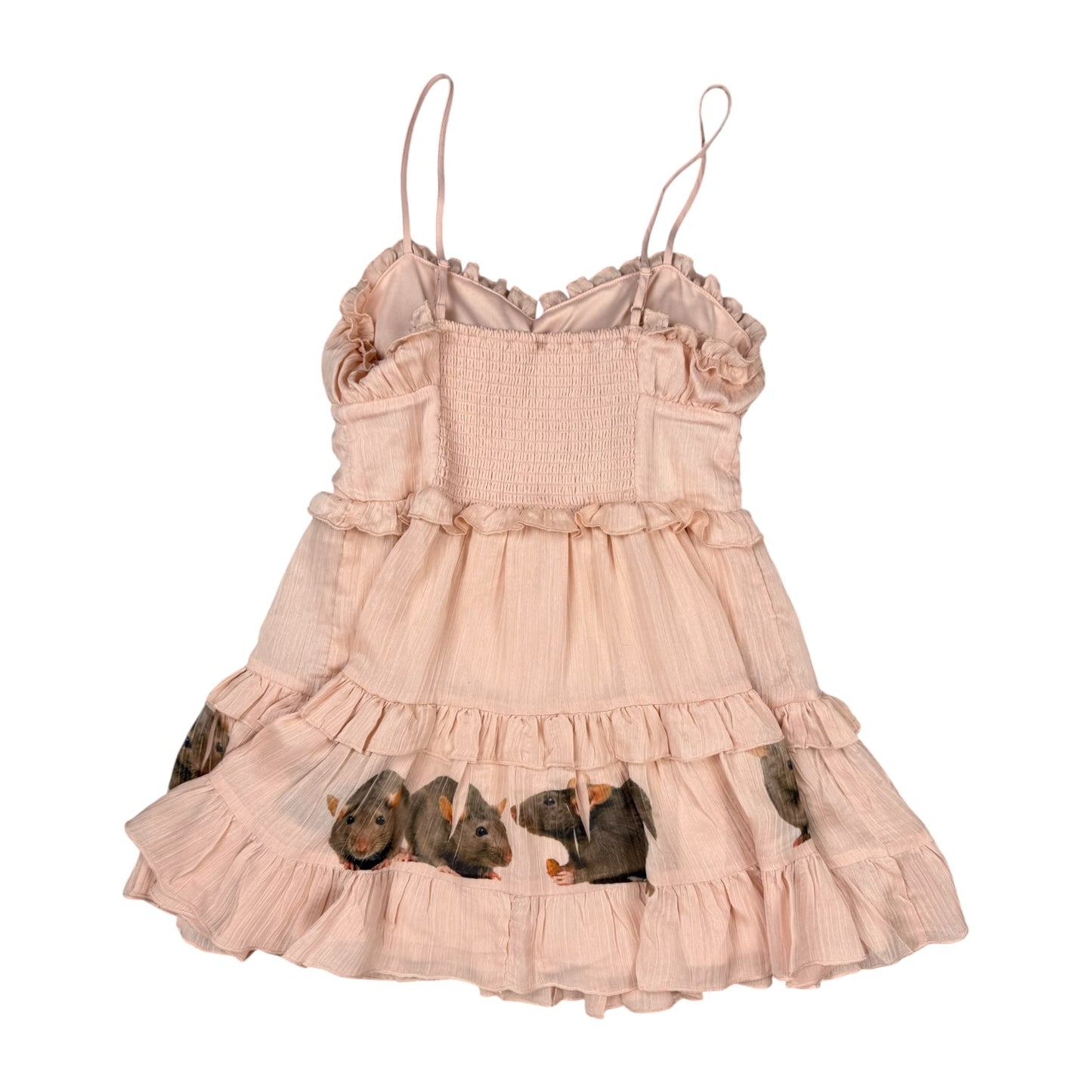 RAT LINE UP PINK TIERED DRESS -M/ L