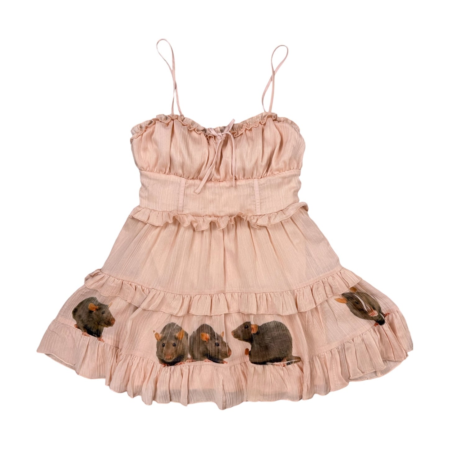 RAT LINE UP PINK TIERED DRESS -M/ L