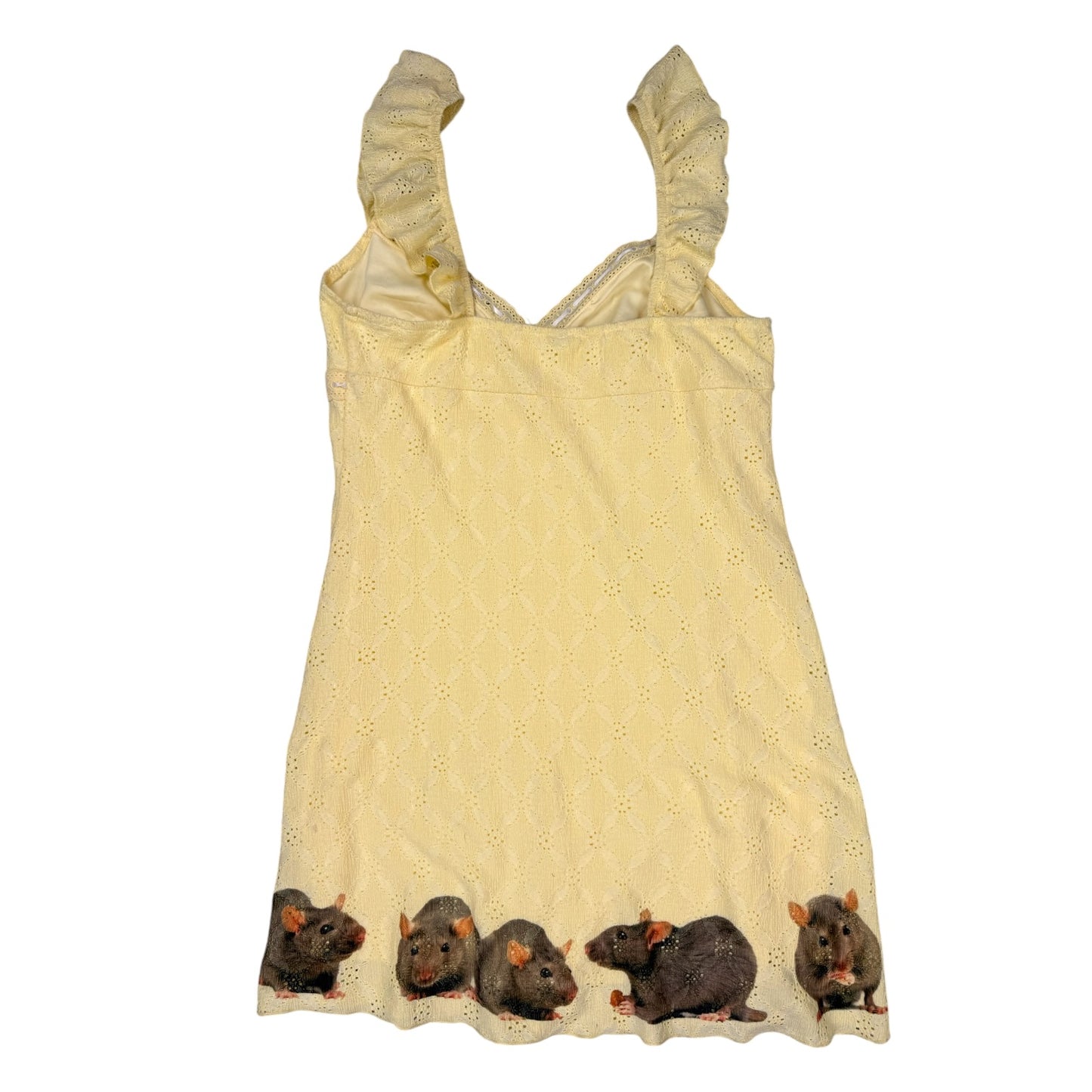 RAT LINE UP YELLOW EYELET DRESS - M