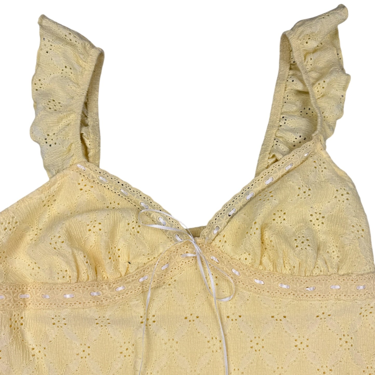 RAT LINE UP YELLOW EYELET DRESS - M