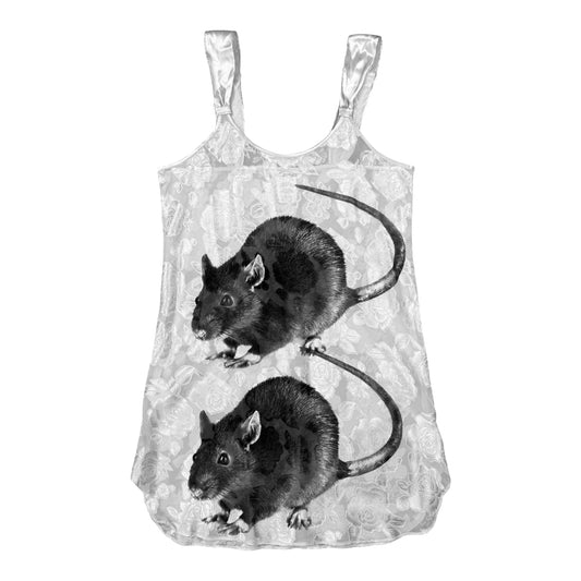 BIG RAT 3 WHITE FLORAL SLIP DRESS - M