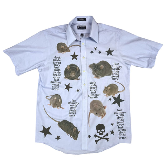 7 DEADLY RATS BLUE SHIRT - MENS XL