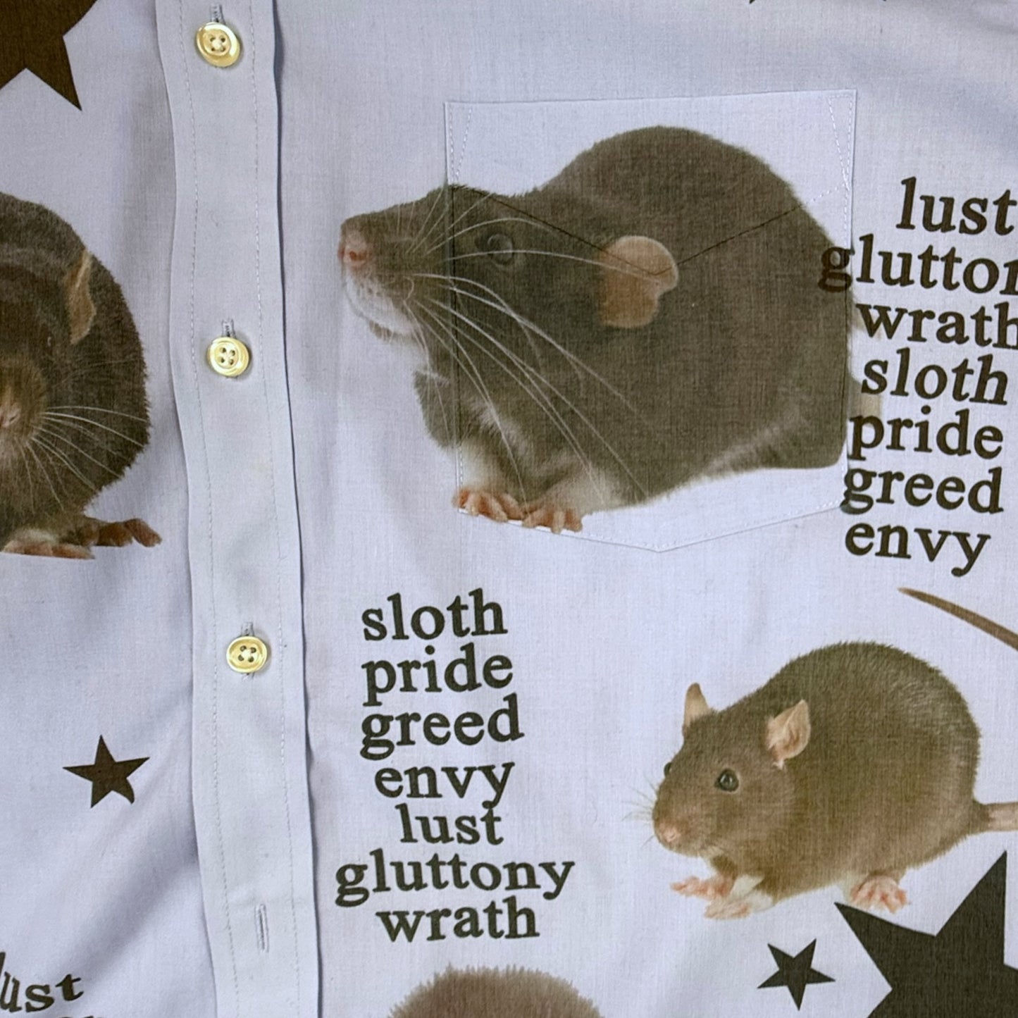 7 DEADLY RATS BLUE SHIRT - MENS XL