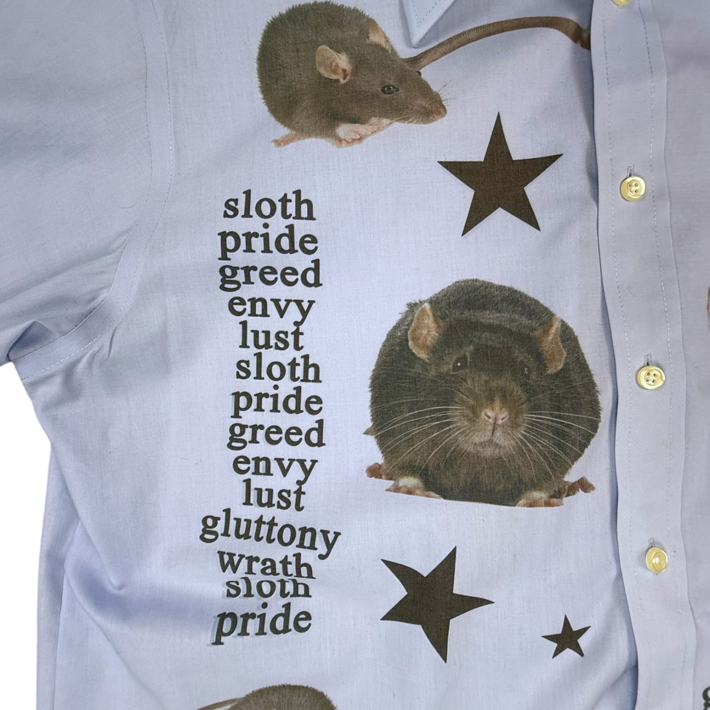 7 DEADLY RATS BLUE SHIRT - MENS XL