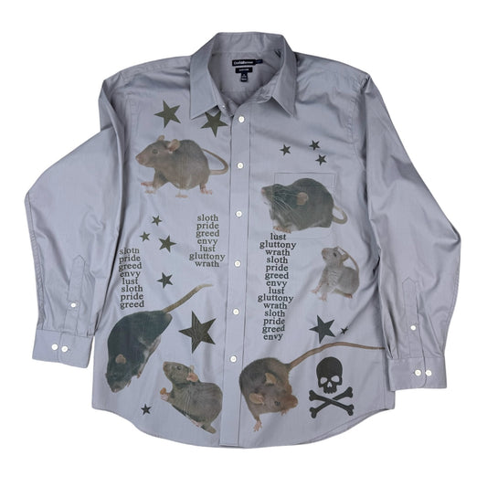 7 DEADLY RATS GRAY SHIRT - MENS XL