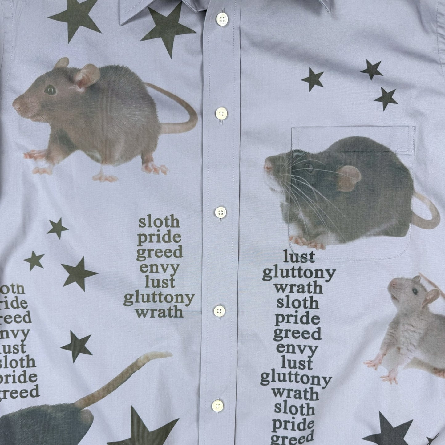 7 DEADLY RATS GRAY SHIRT - MENS XL