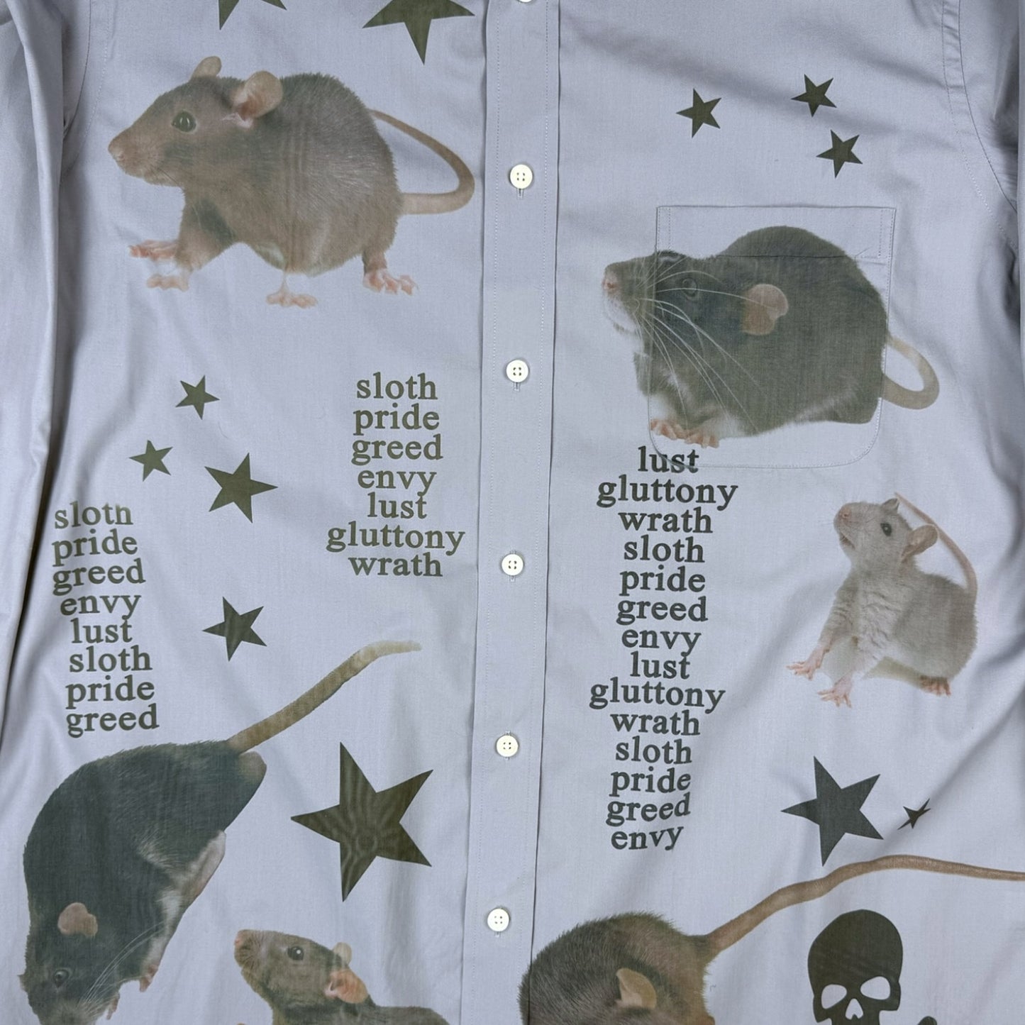 7 DEADLY RATS GRAY SHIRT - MENS XL