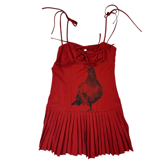 BIG PIGEON RED PLEATED DRESS - M