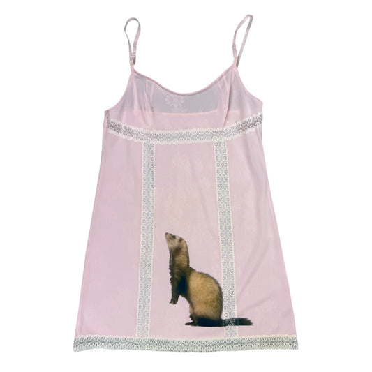 FERRETITA PINK LACE SLIP DRESS - S