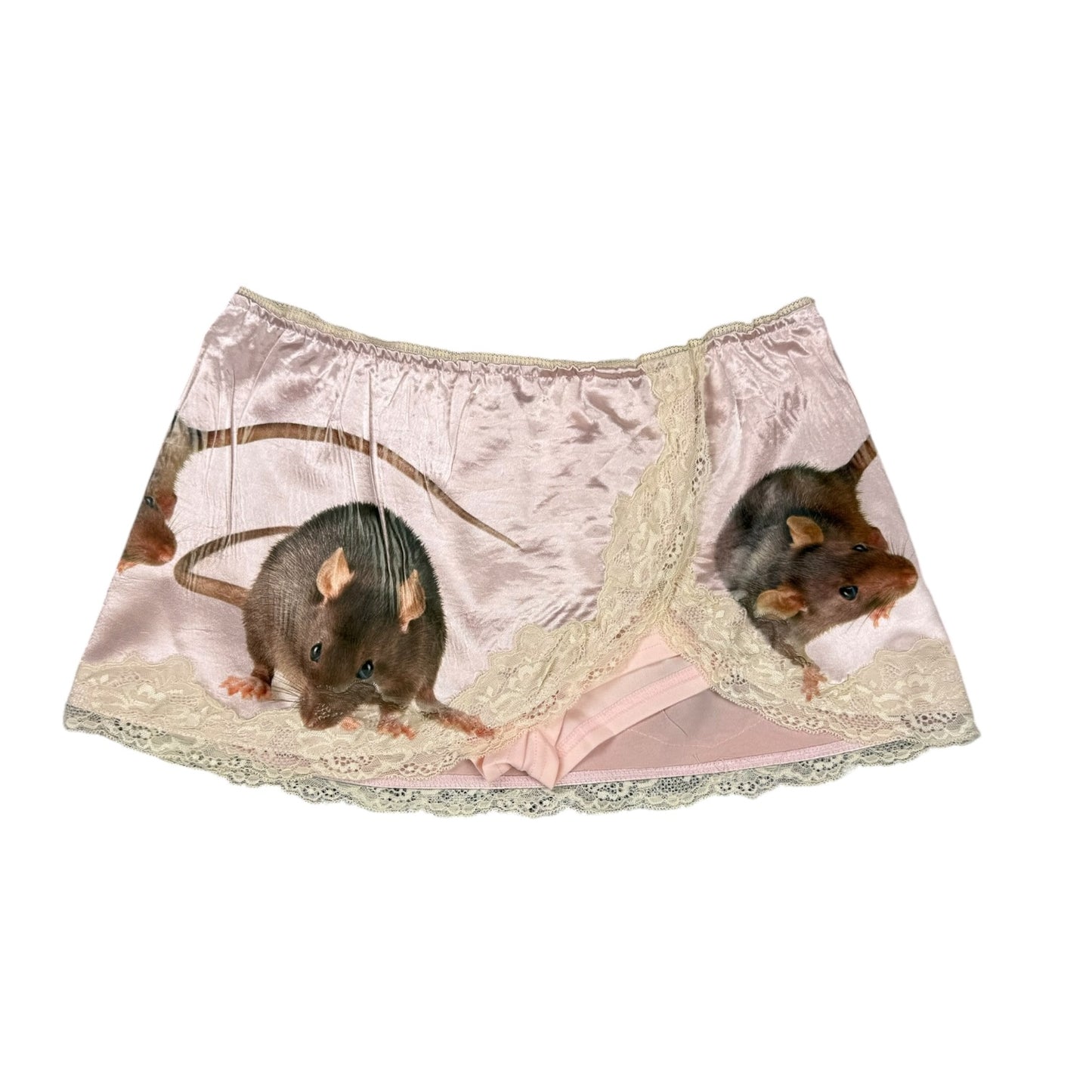 RAT FRIENDS PINK LACE MINI SKIRT - M