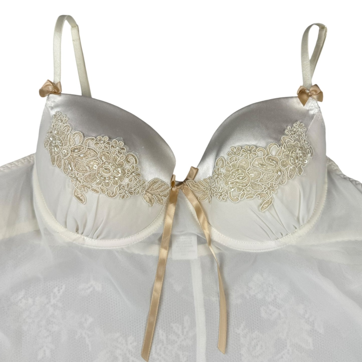 RAT LINE UP LACE MESH BABYDOLL BRA - L