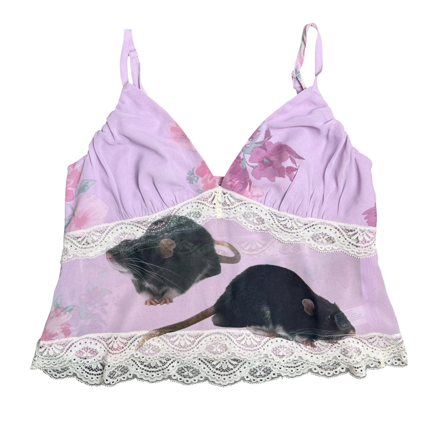 TWO RATS PINK FLORAL TANK - L
