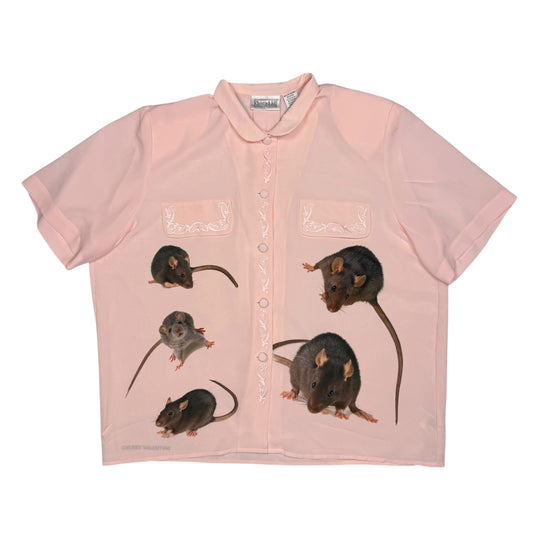 RAT FRIENDS PINK UPCYCLED BUTTON UP BLOUSE - XL