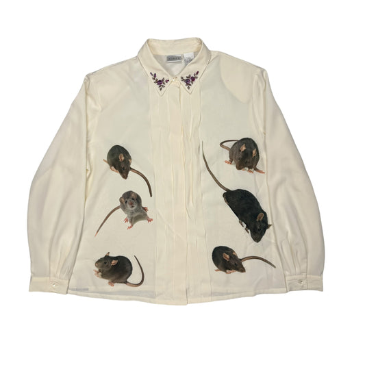 RAT FRIENDS IVORY BUTTON UP BLOUSE - 16