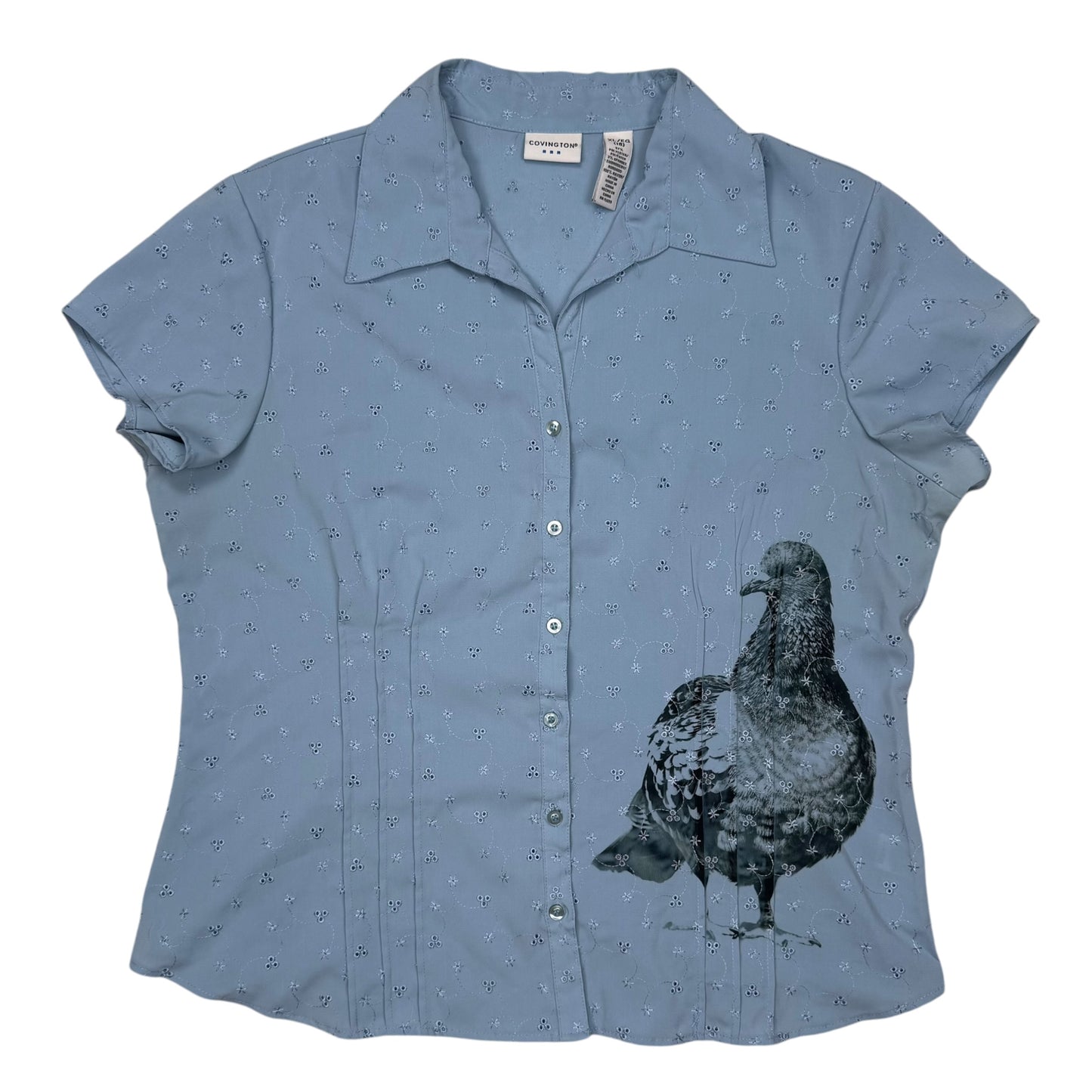 PIGEON BLUE BUTTON UP TOP - XL