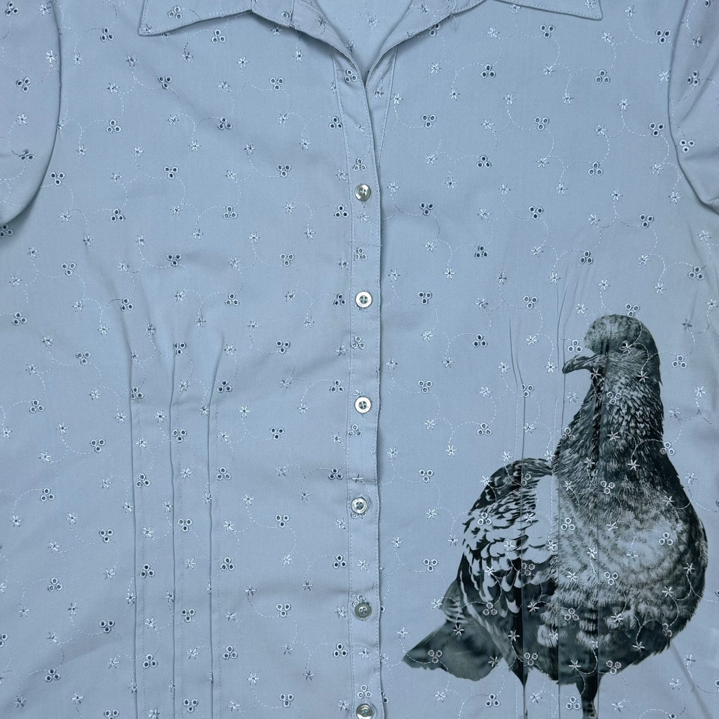 PIGEON BLUE BUTTON UP TOP - XL