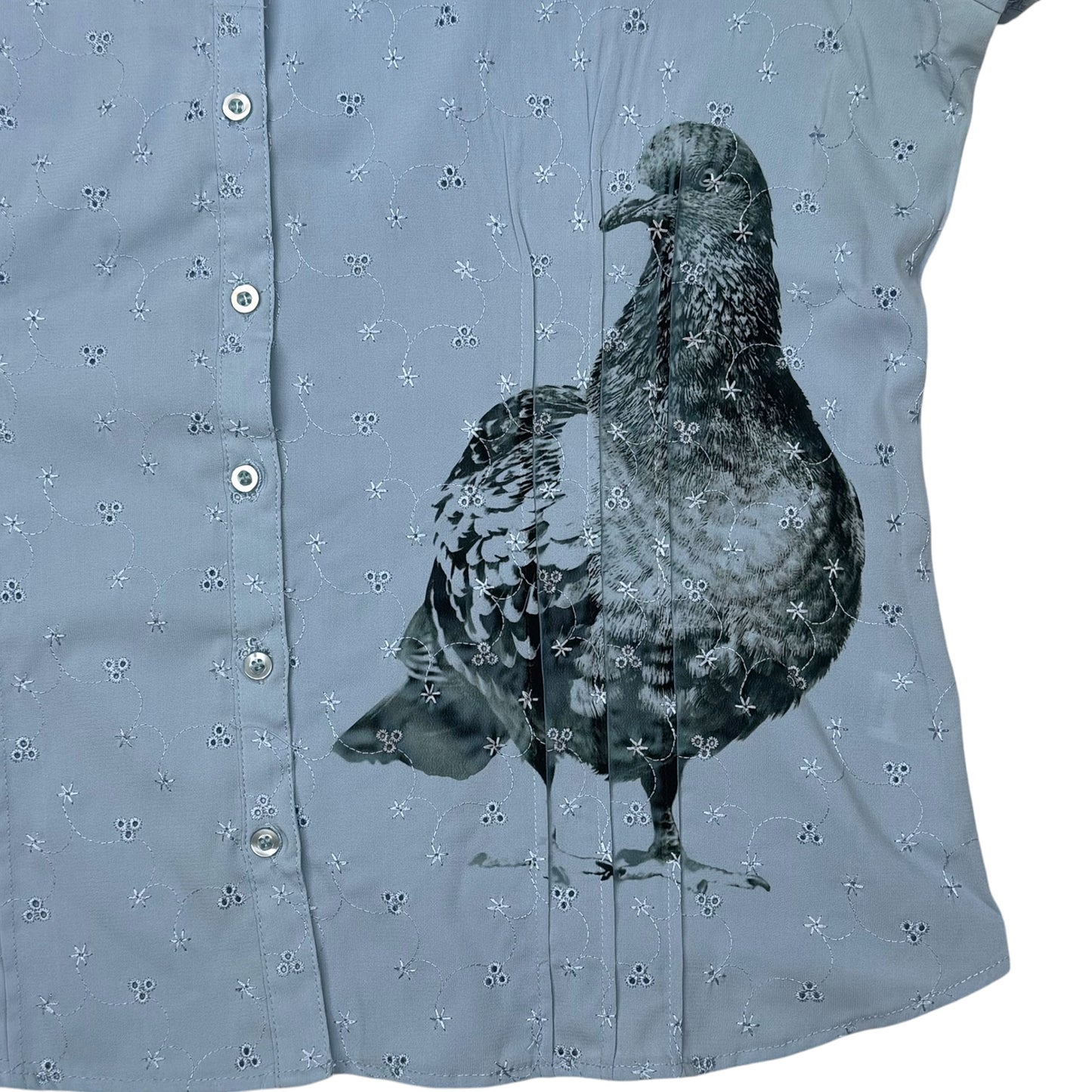 PIGEON BLUE BUTTON UP TOP - XL