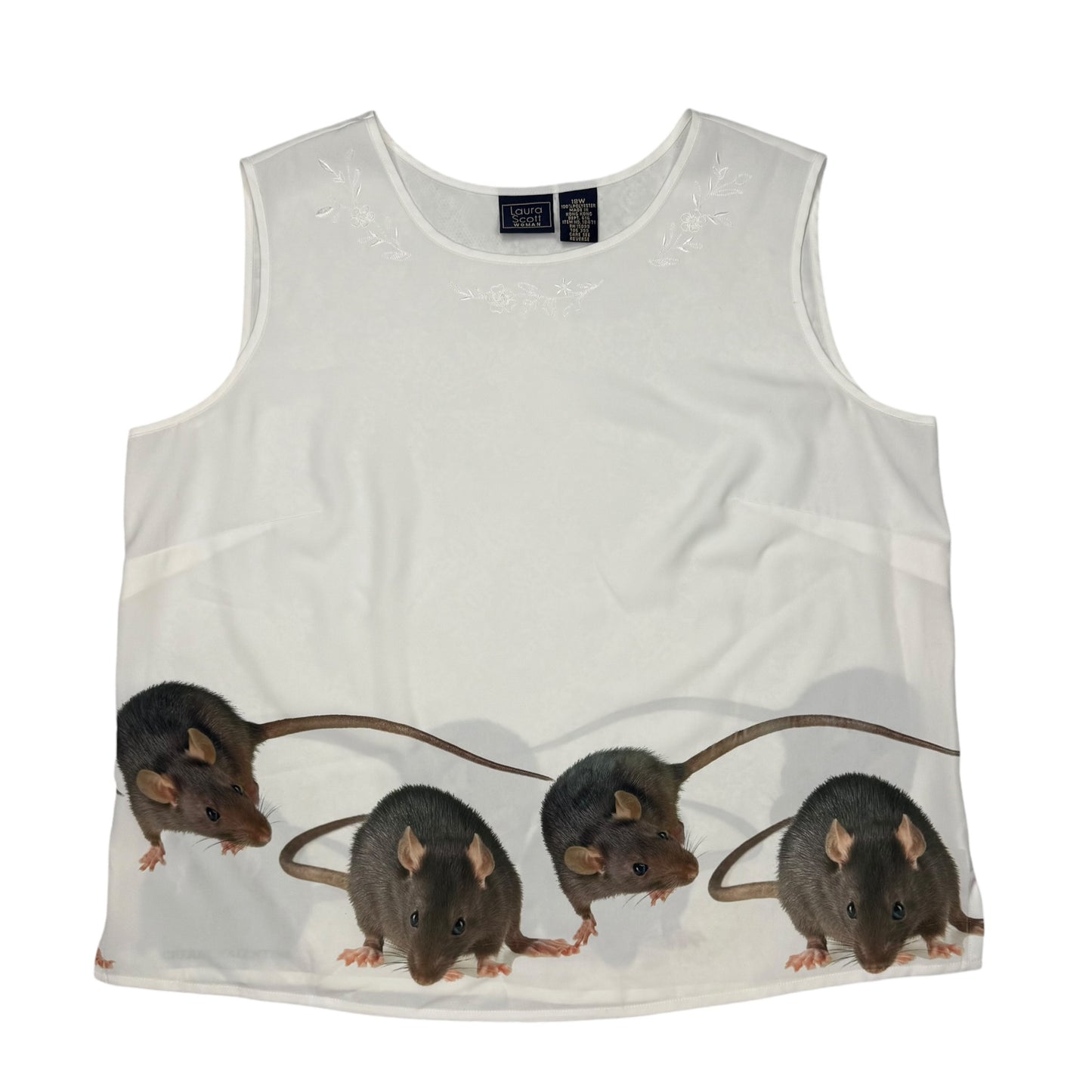 RAT FRIENDS WHITE SLEEVELESS TOP - 18