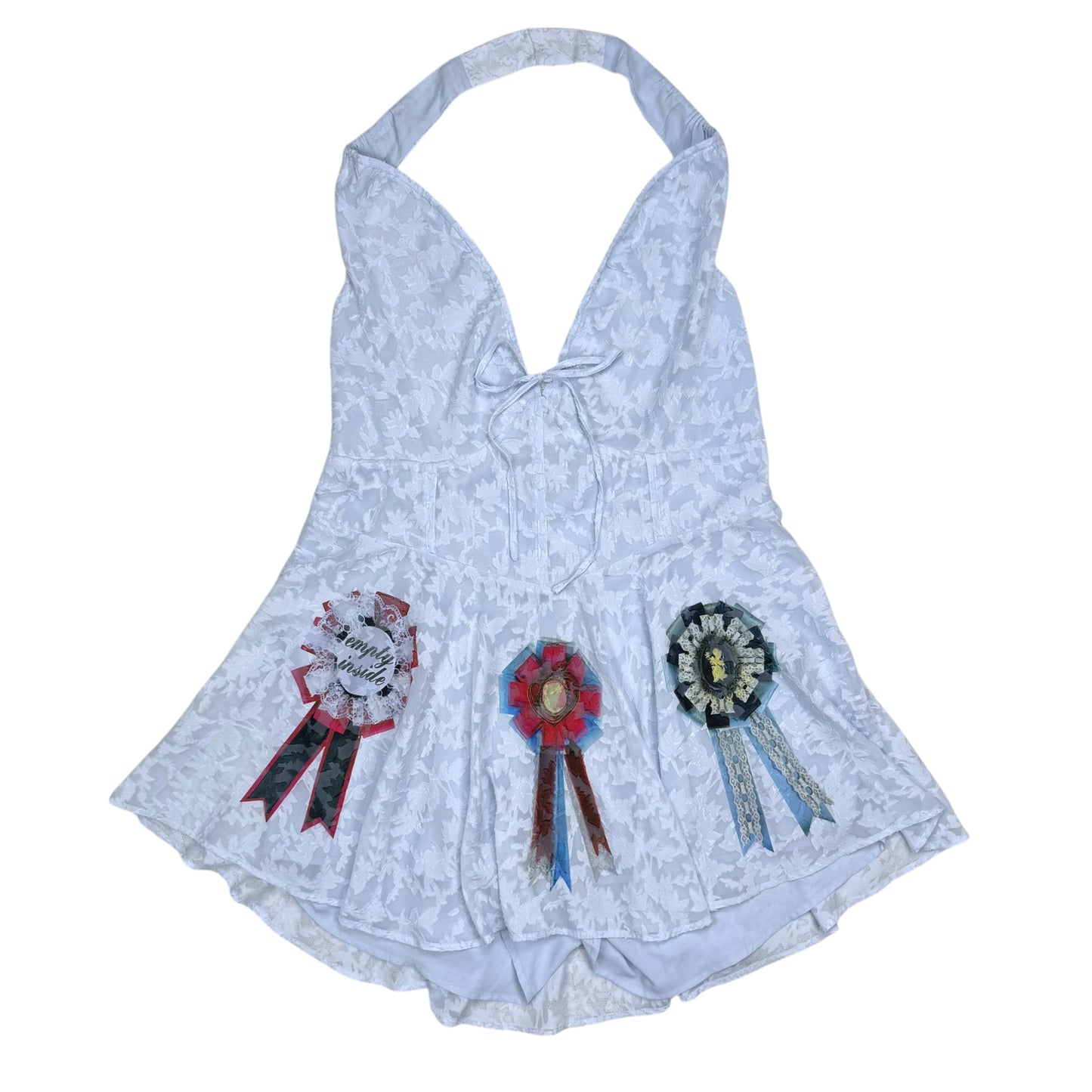 AWARD RIBBON BLUE HALTER MINI DRESS - 2X
