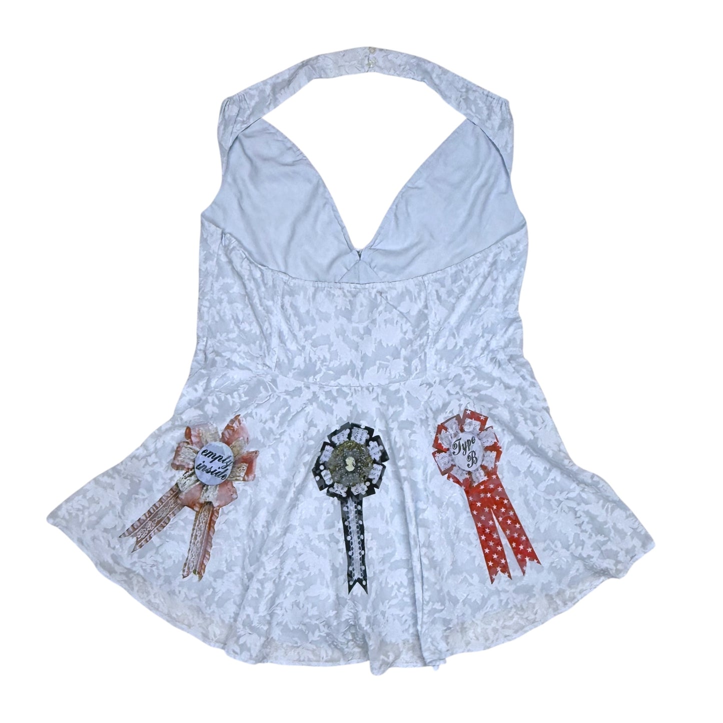 AWARD RIBBON BLUE HALTER MINI DRESS - 2X