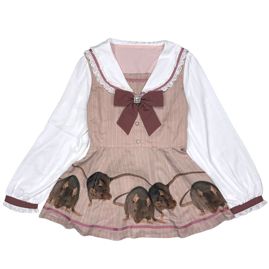RAT FRIENDS MAUVE LOLITA  DRESS - XL