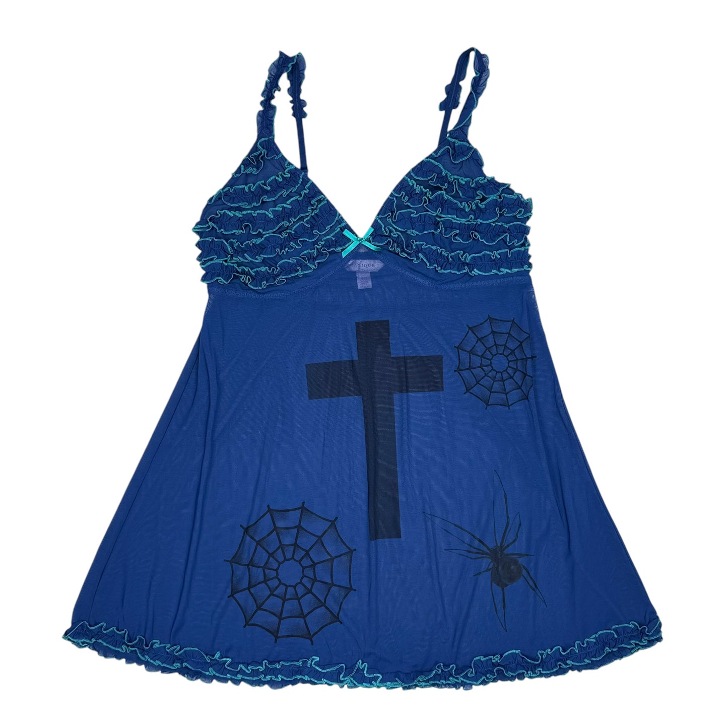 BLUE WIDOW RUFFLE BABYDOLL DRESS - 1X