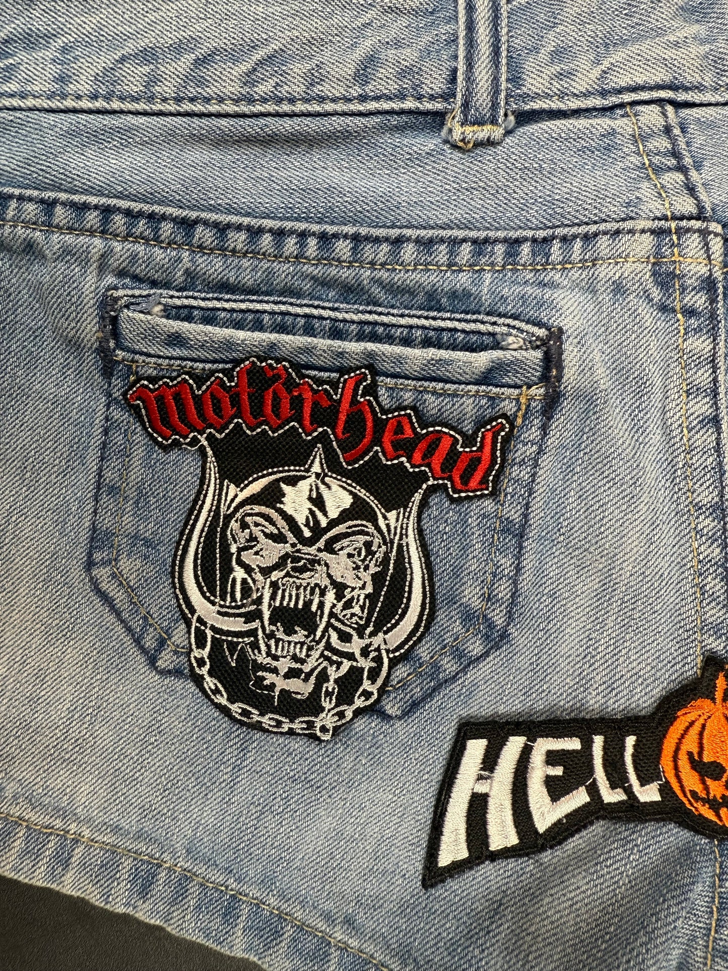 HELLOWEEN DENIM MINI SHORTS - XS/S