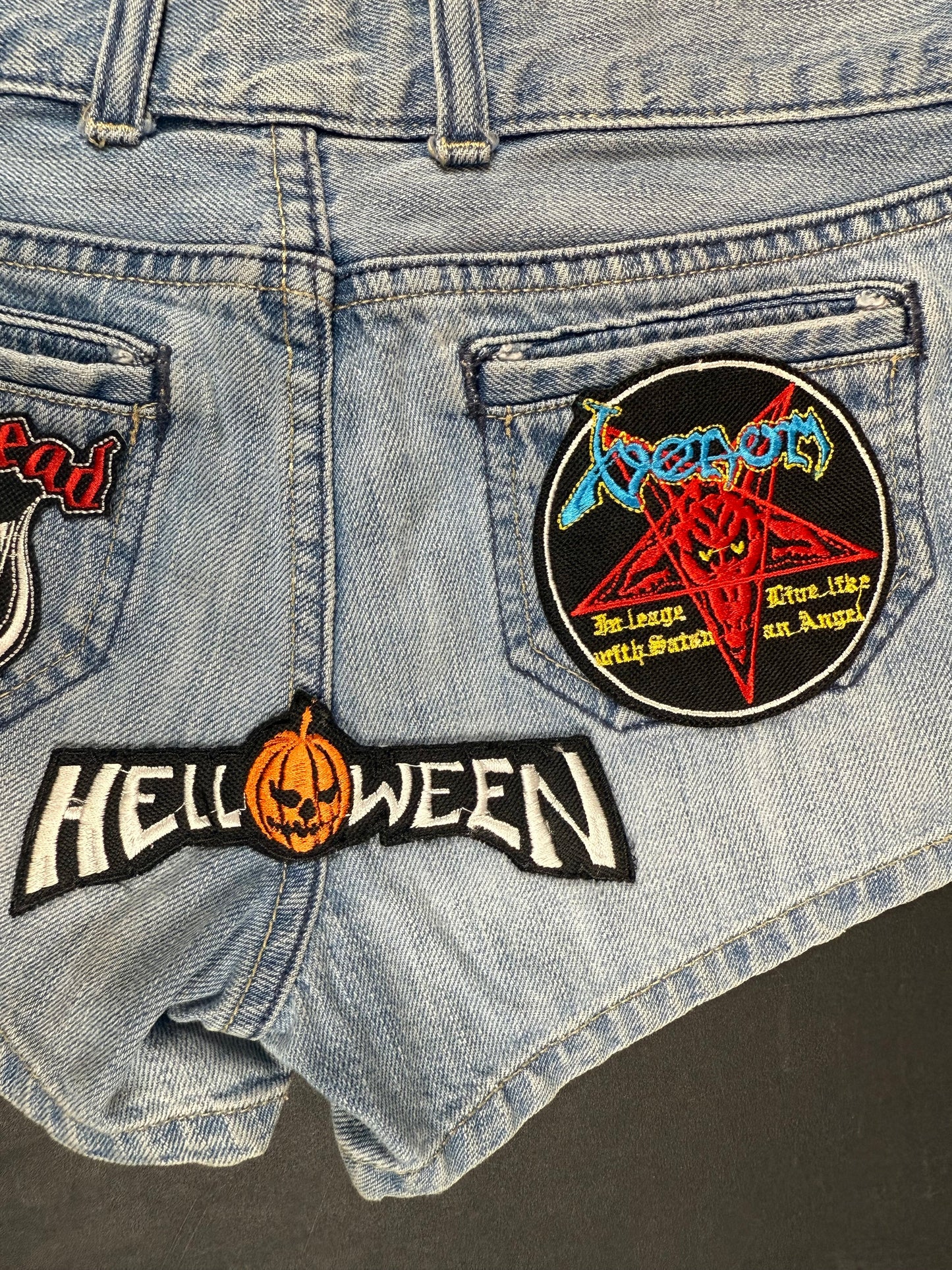 HELLOWEEN DENIM MINI SHORTS - XS/S