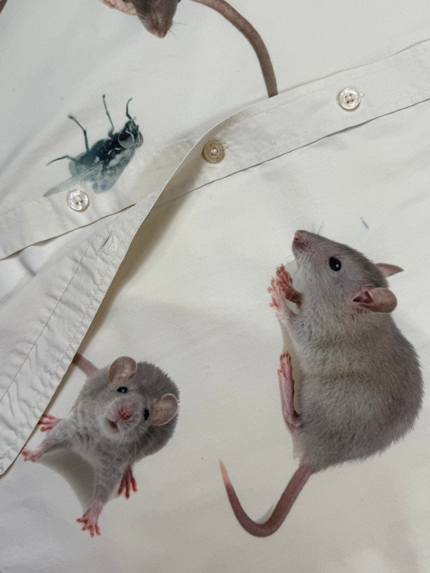 RATS BEIGE BUTTON UP SHORT SLEEVE - MENS LARGE