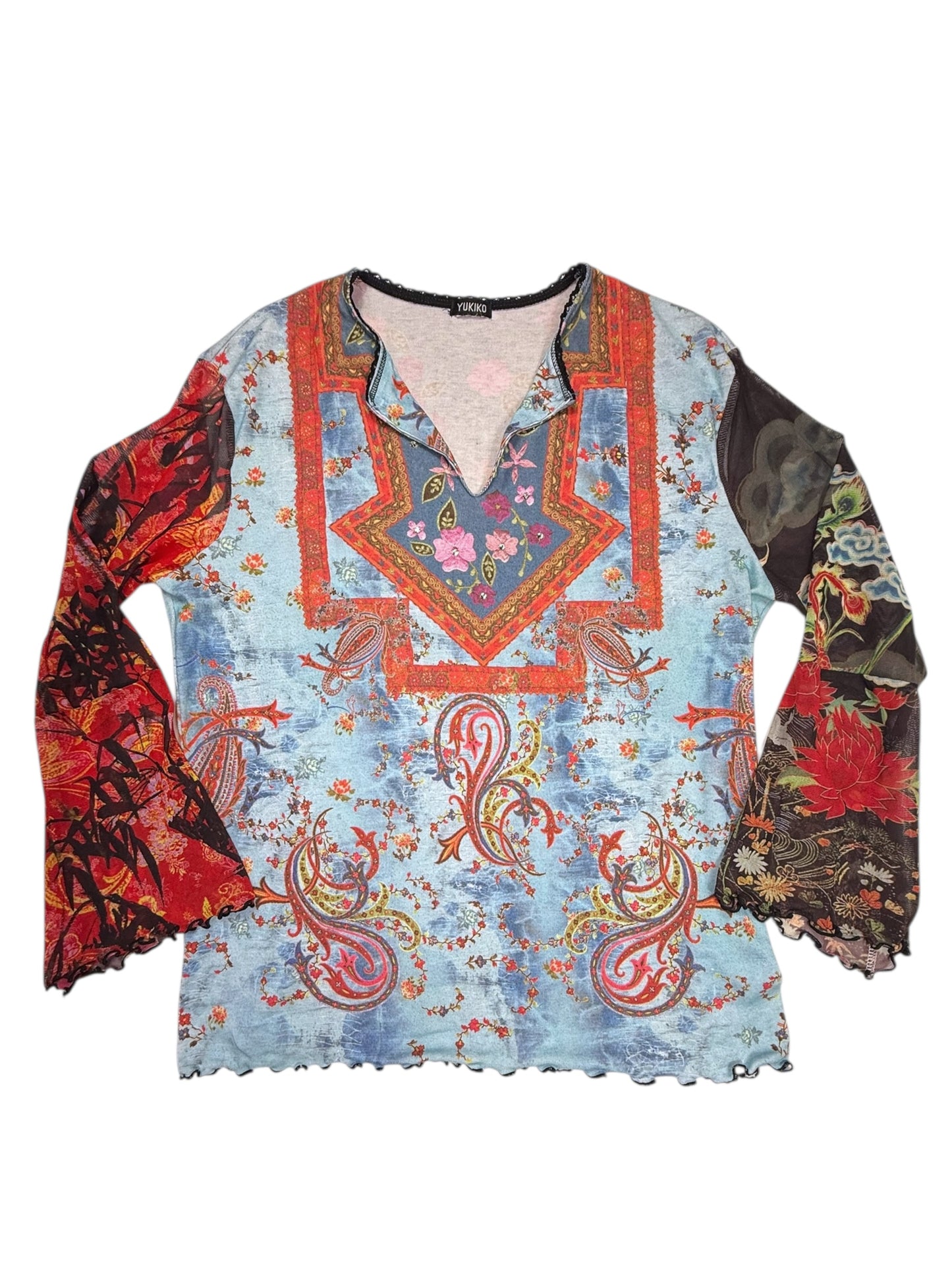 VINTAGE YUKIKO MESH SLEEVE TOP - XL