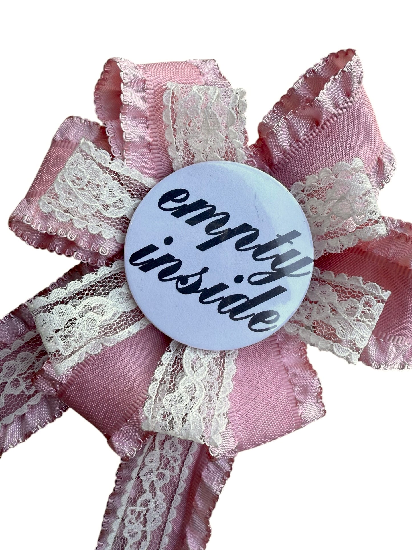 EMPTY INSIDE PINK LACE PRIZE RIBBON