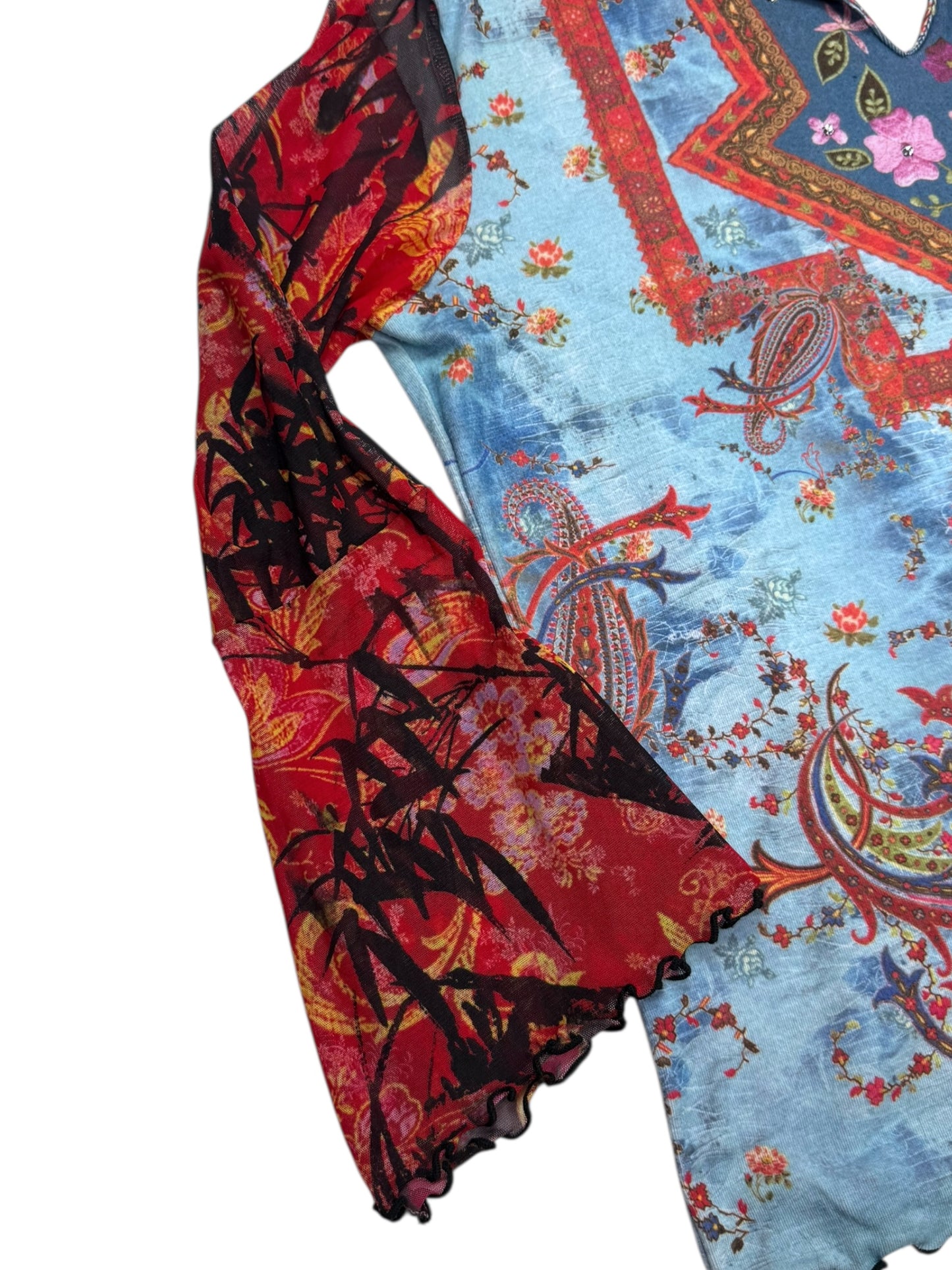 VINTAGE YUKIKO MESH SLEEVE TOP - XL