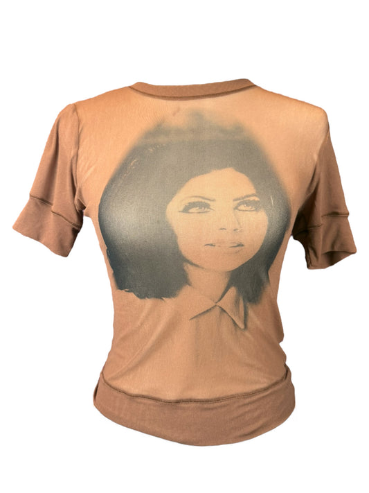 PRISCILLIA BROWN MESH TOP - S