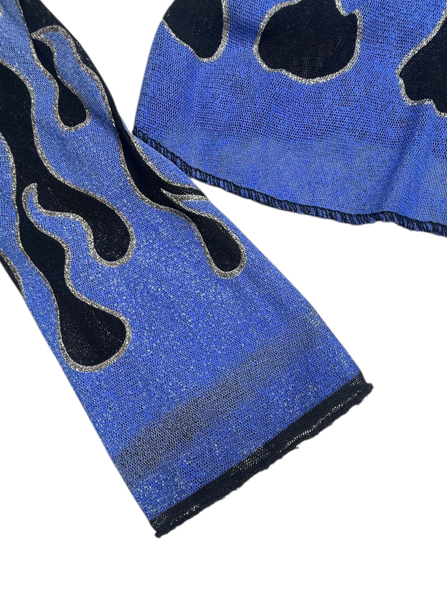 VINTAGE SERIOUS BLUE FLAME MESH TOP - XS