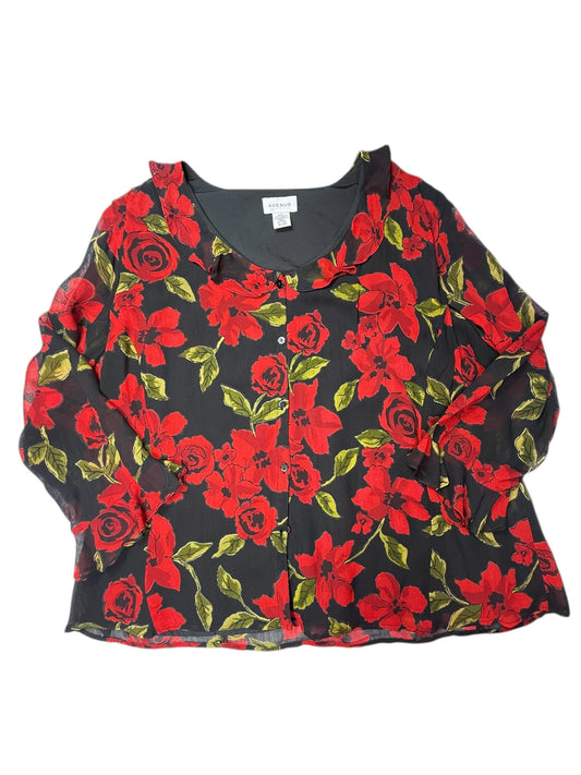 VINTAGE RED ROSE BLOUSE - 3X