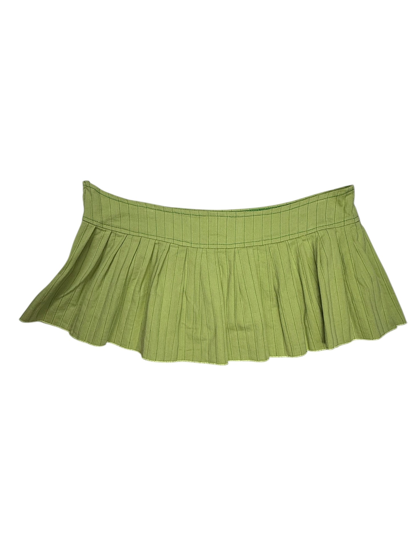 VINTAGE GREEN STRIPED MINI SKIRT - L