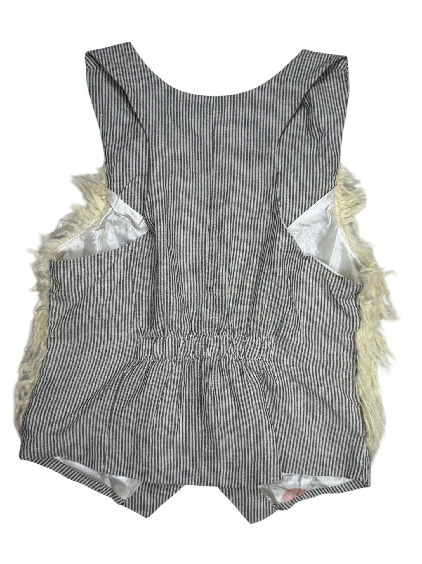 VINTAGE FAUX FUR PIN STRIPED VEST - S