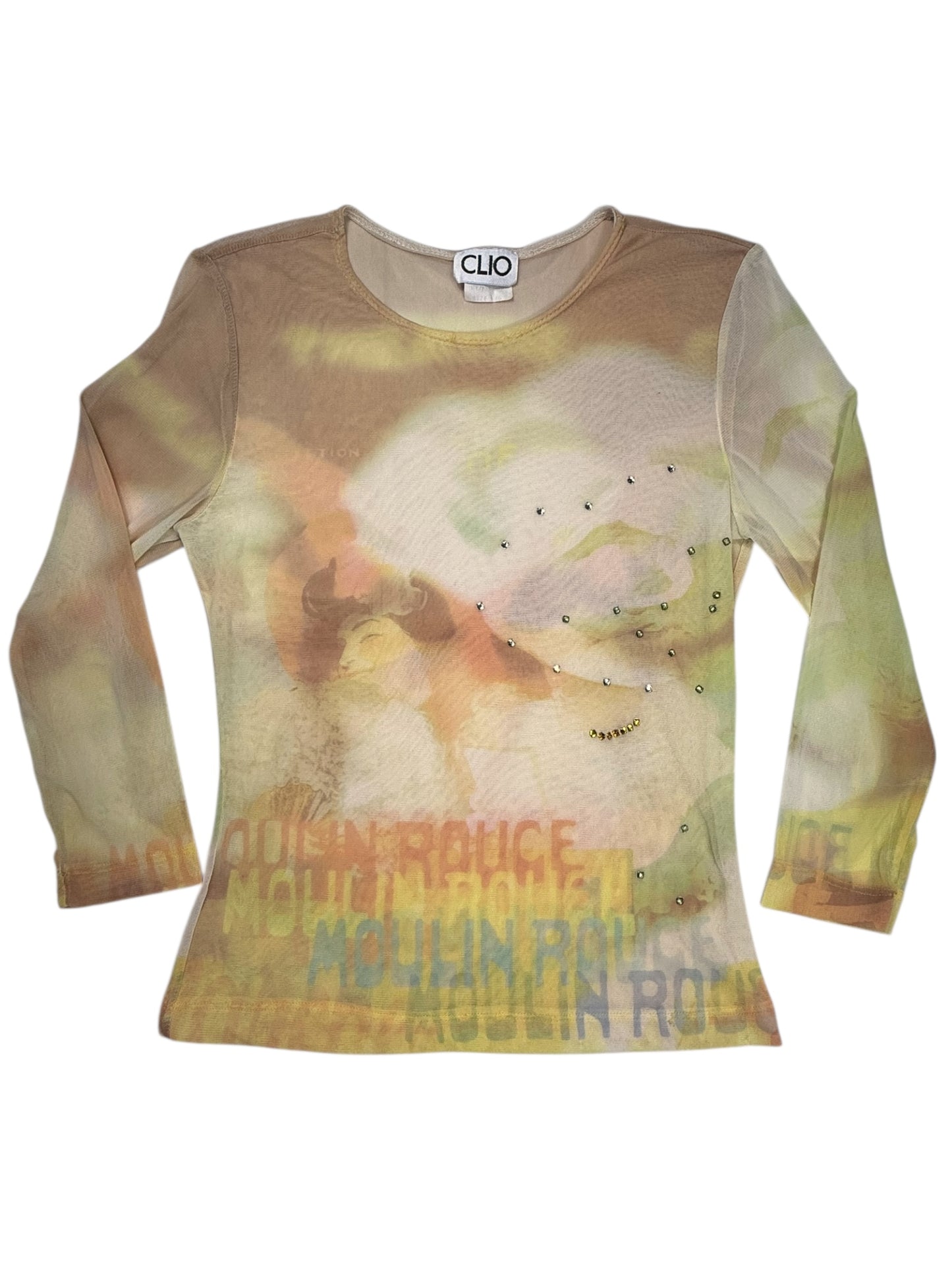 VINTAGE CLIO MESH MOULIN ROUGE BLOUSE - L