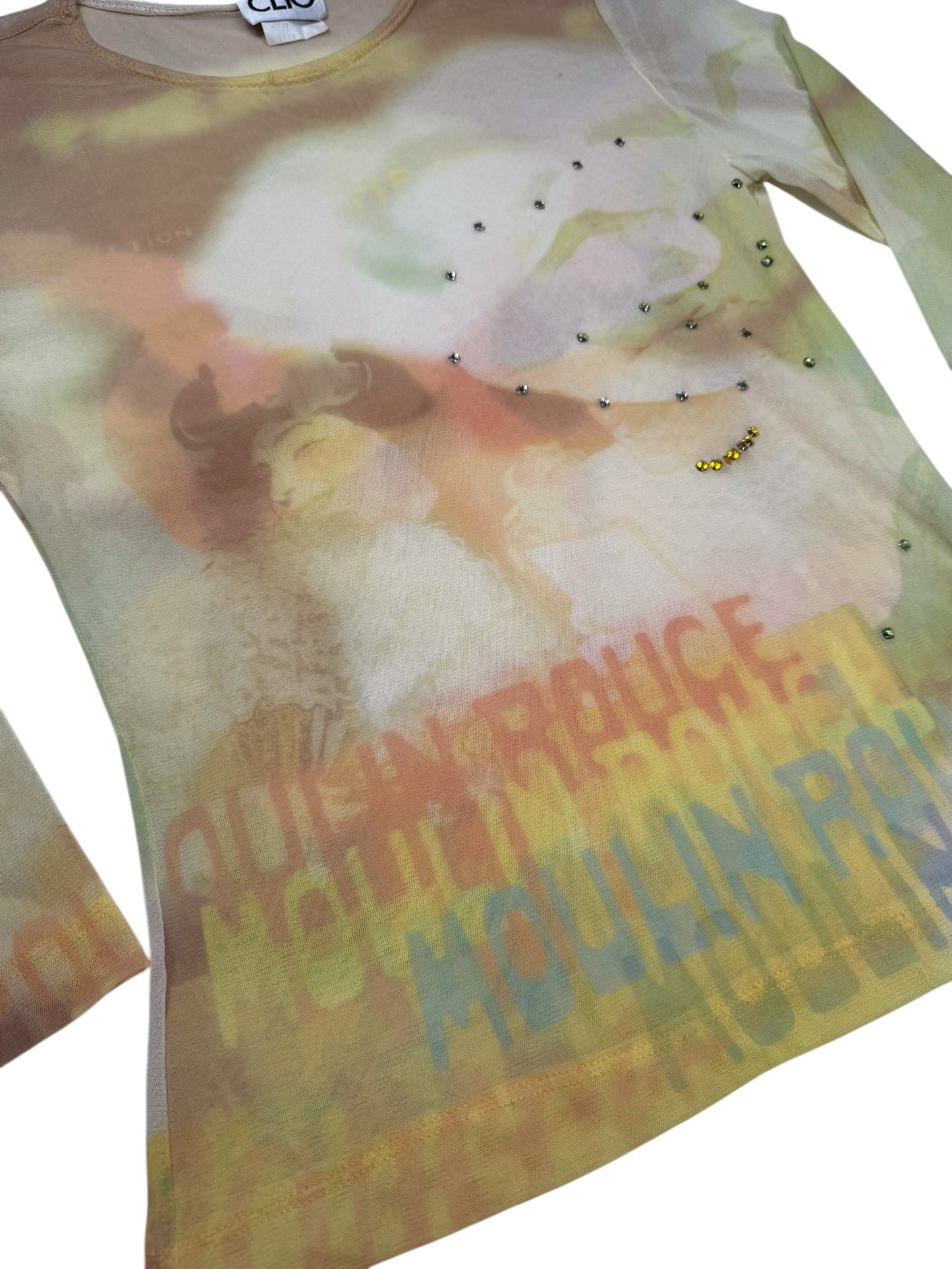 VINTAGE CLIO MESH MOULIN ROUGE BLOUSE - L