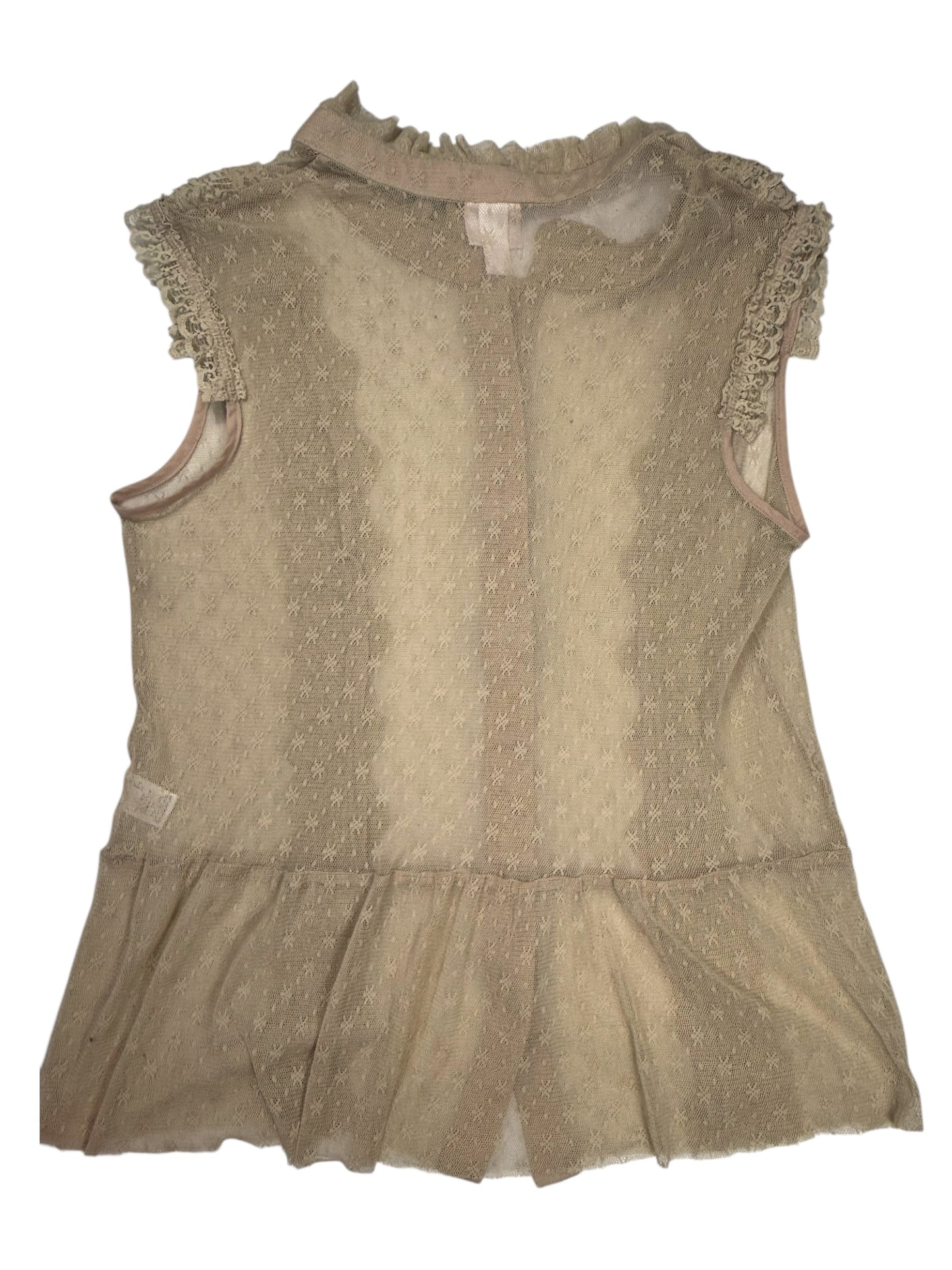 VINTAGE TAN LACE COQUETTE TANK TOP -  2X
