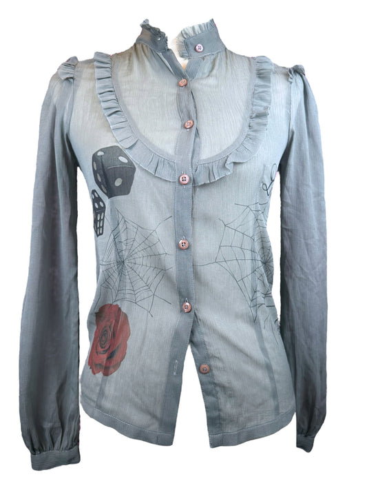 CORPORATE GOTH GRAY BLOUSE - S
