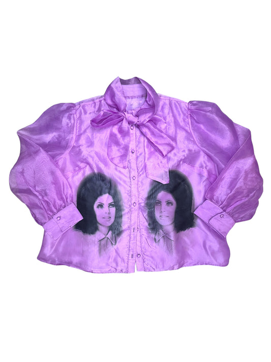 PRISCILLA PURPLE SECRETARY BLOUSE - 2X