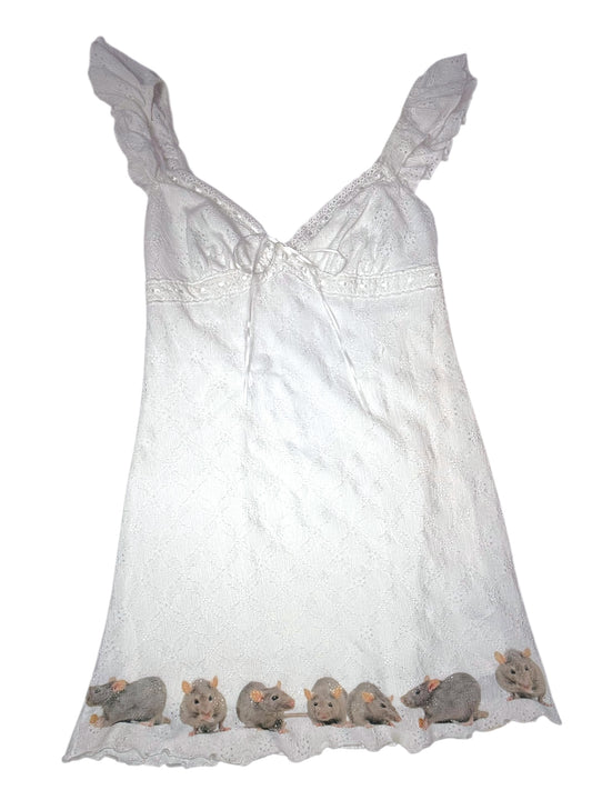 RATS WHITE EYELET SAMPLE DRESS - XS