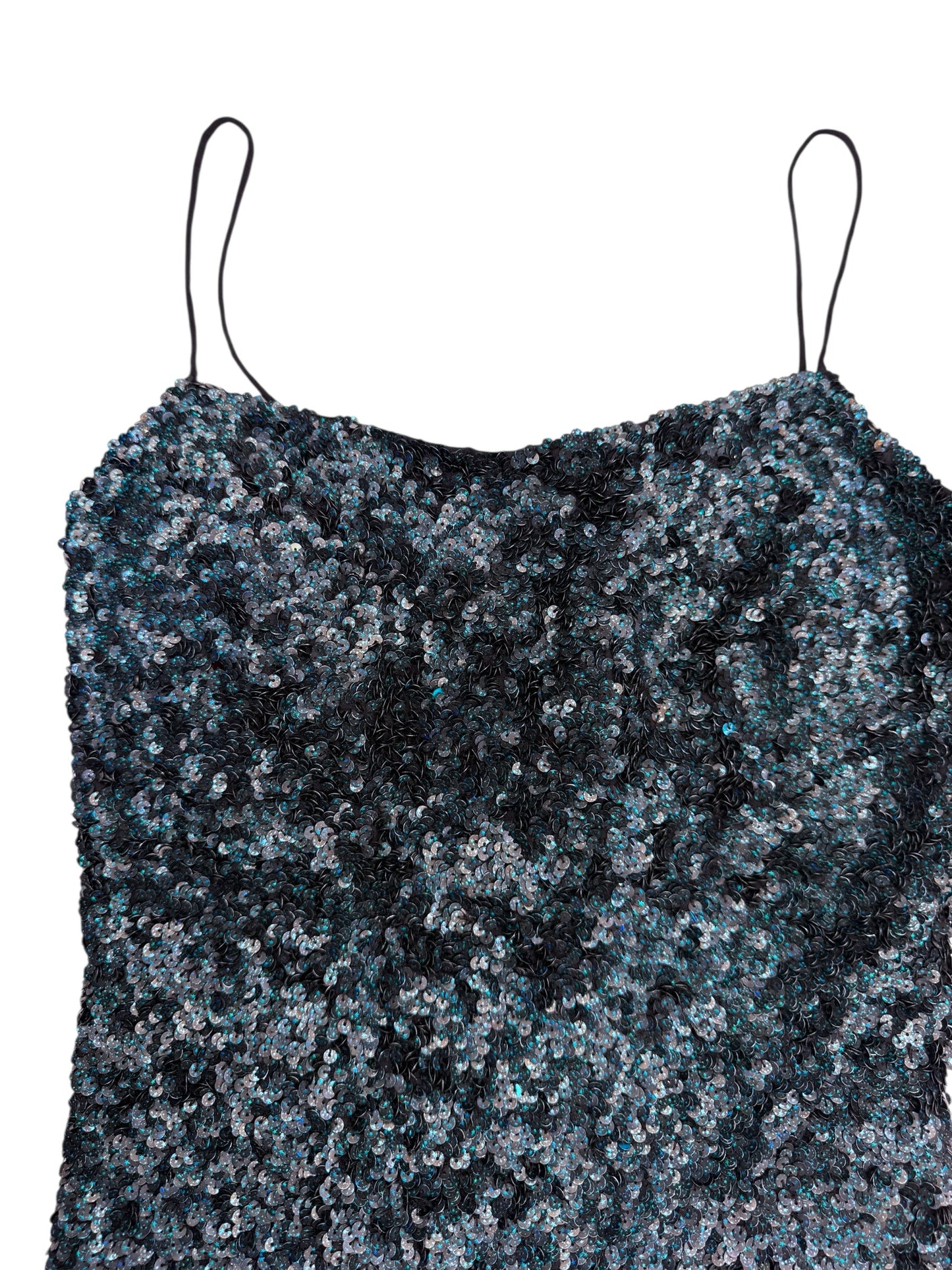 VINTAGE SEQUIN BLUE TANK TOP -  M